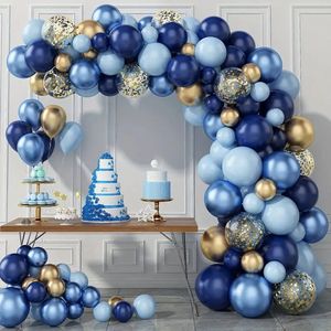 Ballonnenboog 72-delig - ballonnen set babyshower - ballonnen kraamfeest - ballonnen verjaardag - boog met ballonnen kinderfeestje - ballonnen blauw goud metallic - feest ballonnen bruiloft
