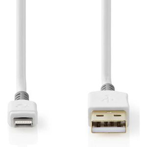 Nedis Lightning Kabel - USB 2.0 - Apple Lightning 8-Pins - USB-A Male - 480 Mbps - Verguld - 1.00 m - Rond - PVC - Grijs / Wit - Window Box
