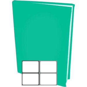 Rekbare boekenkaften A4 - Turquoise Groen - 6 stuks inclusief grijze textiel labels