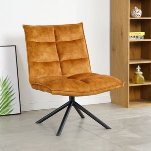 Nuvolix Fauteuil ""Santiago"" - velvet - relaxstoel - lounge stoel - cognac