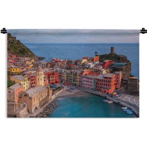 Wandkleed Cinque Terre - Uitzicht op de kleurrijke huisjes van Vernazza in Cinque Terre Wandkleed katoen 150x100 cm - Wandtapijt met foto