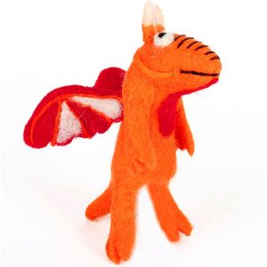 Vingerpoppetje Draak Oranje Vilt - 16cm