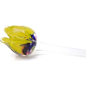 Multi color GEEL  tulp - Tulp van glas 50 cm – bloem van glas – glaskunst – beeld van glas geschenk- cadeau