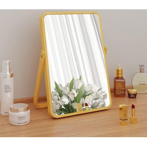 Houten frame standaard make-up spiegel cosmetische spiegel tafel spiegel met houten frame en staande spiegel om op te hangen (wit)