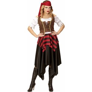 Widmann - Piraat & Viking Kostuum - Hijs De Vlag Pirate - Vrouw - Rood - XS - Carnavalskleding - Verkleedkleding