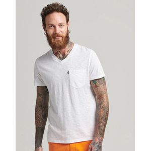 Superdry Heren tshirt T-shirt van biologisch katoen met V-hals en borstzakje
