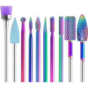 Nail Drill Bit Sets 10pcs Electric Nail Drill Bit Kit 3/32"" Ceramic-Tungsten Carbide Home Salon Use