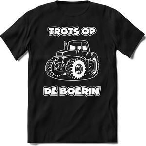 T-Shirt Knaller T-Shirt|Trots op de boerin / Boerenprotest / Steun de boer|Heren / Dames Kleding shirt Trekker / Tractor|Kleur zwart|Maat 3XL