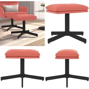 vidaXL Voetenbank 60x60x36 cm fluweel roze - Voetenbank - Voetenbanken - Voetenbankje - Voetensteun