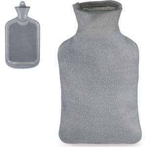 Grote warmtekruik - 15 liter - Vlies overtrek - Rubber - Grijs