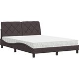 vidaXL - Bed - met - matras - stof - donkerbruinx200 - cm