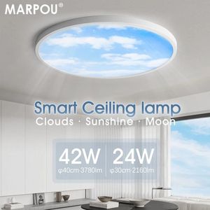 Smart Sky Plafond Lamp LED - Hemel Aangezicht - Bedienbaar met App - Dim Standen - Slaapkamer - Woonkamer - Keuken - Eetkamer - Badkamer - Lucht Motief 30CM 24W