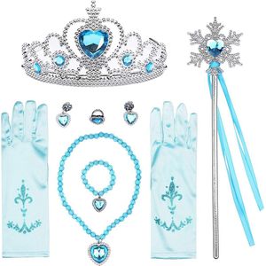 Het Betere Merk - voor bij je prinsessenjurk - prinsessen speelgoed voor bij je verkleedjurk- blauw accessoireset - Kroon - Toverstaf - Prinsessen handschoenen - Juwelen