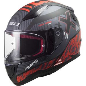 LS2 FF353 Rapid Xtreet Mat Zwart Rood Integraalhelm - Maat XL - Helm