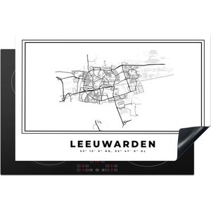 KitchenYeah® Inductie beschermer 80.2x52.2 cm - Stadskaart – Zwart Wit - Kaart – Leeuwarden – Nederland – Plattegrond - Kookplaataccessoires - Afdekplaat voor kookplaat - Inductiebeschermer - Inductiemat - Inductieplaat mat