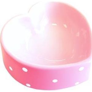 Happy pet voerbak polka dot hart roze (16 CM)