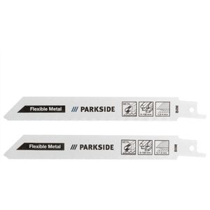PARKSIDE�® Zaagbladenset 2 delige set Metaal - Reciprozaagbladenset metaal,  Beschikt voor platen, leidingen en profielen 2 bimetaalzaagbladen – flexibel en breukbestendig