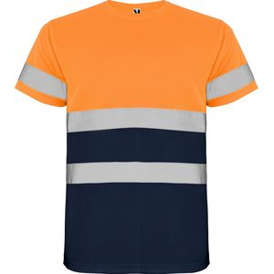 Technisch hoog zichtbaar / High Visability T-shirt met korte mouwen Oranje / Donker Blauw maat 4Xl