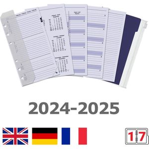 Kalpa 6316-24-25 Personal Ringband Agenda Inzetstukken Jaardoos 1 Week per 2 Paginas NL DE FR 2024 2025