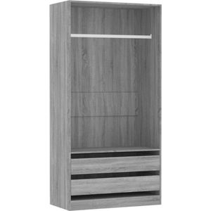 vidaXL-Kledingkast-100x50x200-cm-bewerkt-hout-grijs-sonoma-eikenkleur