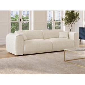 Express-vierzitsslaapbank van beige stof met textuur POGNIA L 234 cm x H 73 cm x D 100 cm