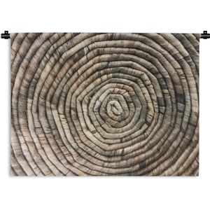 Wandkleed Cirkels met patroon - Mand gemaakt van stro in cirkelvorm Wandkleed katoen 180x135 cm - Wandtapijt met foto
