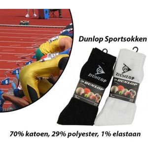 12-Paar Dunlop Sportsokken 6x in Zwart en 6x in Wit