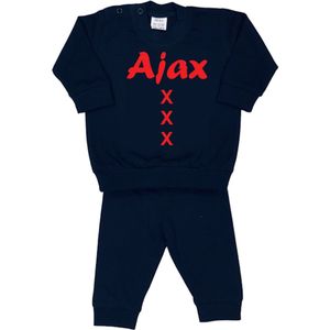 La Petite Couronne Pyjama 2-Delig ""AJAX XXX"" Unisex Katoen Zwart/rood Maat 80/86