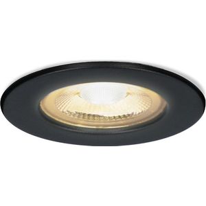 HOFTRONIC Nola - LED inbouwspot badkamer en buiten - Zwart - Dimbaar - Spotjes verlichting - Badkamerverlichting - IP65 Waterdicht - Rond Ø 53mm - 2700K Extra warm wit (sfeervol) - 5 Watt - 400 Lumen - Plafondspots