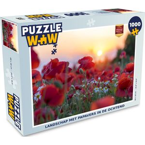 Puzzel Landschap met papavers in de ochtend - Legpuzzel - Puzzel 1000 stukjes volwassenen