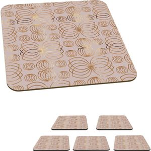 Onderzetters voor glazen - Patronen - Bloemen - Goud - 10x10 cm - Glasonderzetters - 6 stuks