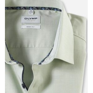 OLYMP Level 5 body fit overhemd - limoen groen structuur (contrast) - Strijkvriendelijk - Boordmaat: 38