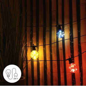JPro 20 Full Color Lichtsnoer Buiten op Netstroom - Tuinverlichting LED - Buiten Lichtslinger - 20 LEDs Tuinverlichting Met Stekker -20+1,5m
