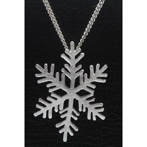 Zilveren Sneeuwvlok mat ketting hanger