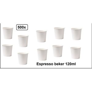 500x Koffiebeker karton wit 120ml - Espresso Koffie thee chocomel soep drank water beker karton