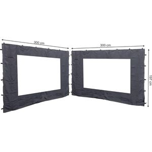 Zijpanelen met PE raam 300x197cm voor Paviljoen 3x3m - Antraciet RAL 7012