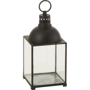 J-Line lantaarn Hagrid - glas/ijzer - zwart - small