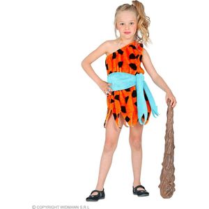 Widmann - The Flintstones Kostuum - Pebbles Flinsteen - Meisje - Blauw, Oranje - Maat 140 - Carnavalskleding - Verkleedkleding