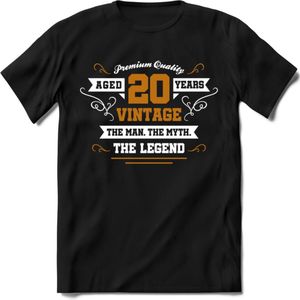 20 Jaar Legend T-Shirt | Goud - Wit | Grappig Verjaardag en Feest Cadeau Shirt | Dames - Heren - Unisex | Tshirt Kleding Kado | - Zwart - 3XL