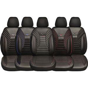 Autostoelhoezen voor VW Polo 6 AW 2017 in pasvorm, set van 2 stuks Bestuurder 1 + 1 passagierszijde PS - serie - PS704 - Zwart
