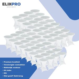 ElixPro - Premium statafelrok wit 64x - ∅80 x 110 cm - Tafelrok- Statafelhoes - Staantafelhoes - Extra dik voor een Premium uitstraling