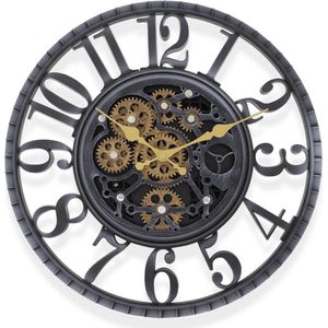 IvoQ Industriële Wandklok met Bewegende Tandwielen – Stoere Vintage Look – Retro – Perfect voor Woonkamer, Kantoor en Slaapkamer – Unieke Eyecatcher