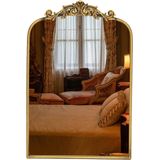 Antieke Barokke Wandspiegel - Vintage Halve Cirkel Met Gouden Rand - Decoratie Voor Woonkamer, Hal of Badkamer - 40 x 61 cm