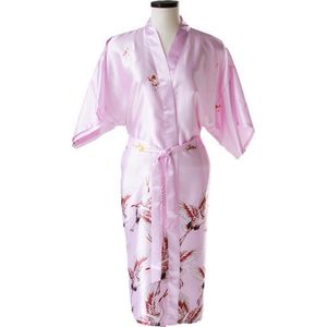 TA-HWA - Dames Kimono - met Kraanvogels - Roze - Maat S
