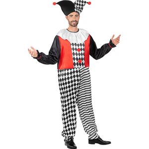 Funidelia | Harlekijnkostuum Voor voor mannen  Clowns, Circus, Originele en Leuke - Kostuum voor Volwassenen Accessoire verkleedkleding en rekwisieten voor Halloween, carnaval & feesten - Maat XXL - Zwart
