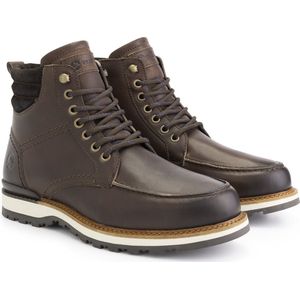 Travelin' Lindelund Herenschoenen - Halfhoge leren veterboots - Sneakers wol gevoerd - Bruin leer