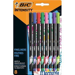 BIC Intensity Fineliners voor kinderen en volwassenen - Diverse Kleuren - 8 stuks - met Dunne Punt 0,8 mm - Fijnschrijvers