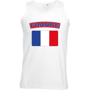 Singlet shirt/ tanktop Franse vlag wit heren M