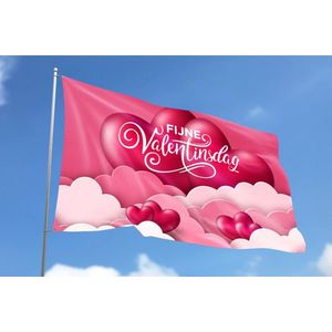 Fijne Valentijnsdag Vlag - Roze 100x150cm