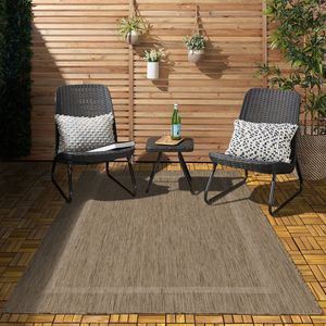 Flycarpets Capri Buitentapijt - Buitenkleed - Vloerkleed Voor Binnen & Buiten - Weer en UV bestendig - Perfect voor Balkon, Terras en Serre - Bruin - 240x340 cm